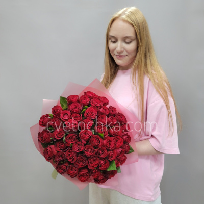 Букет из 51 бордовой мини розы