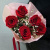 Бордовые розы 60 см с гипсофилой